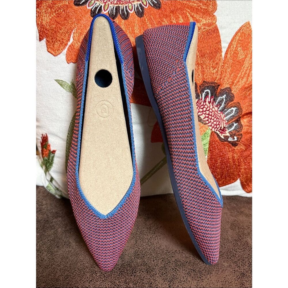 ROTHY’S POINT RETIRED TANGERINE TRIPE BLUE ORANGE WITH FORMS EEUC/LNC SIZE 9
